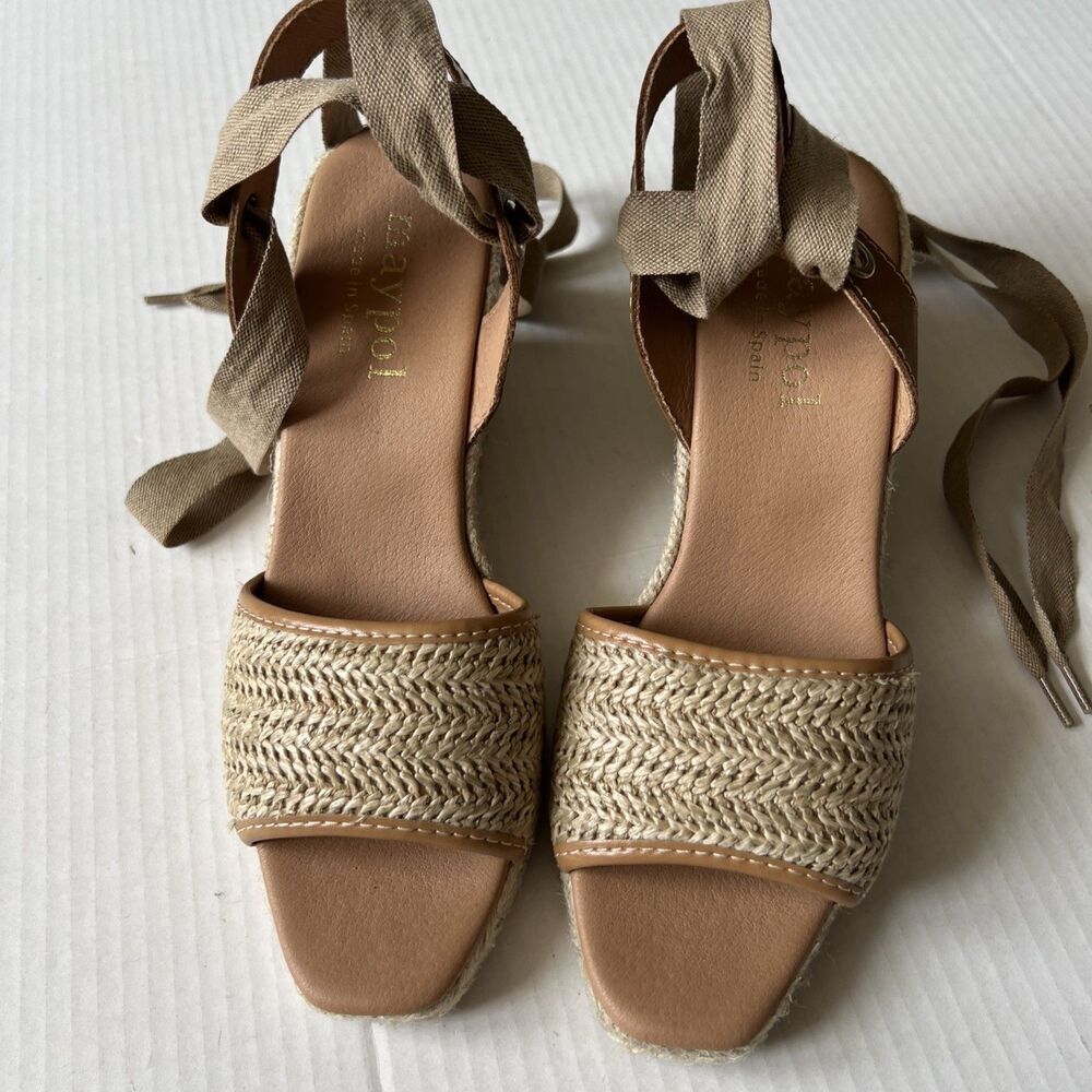 Anthropologie 39/8/8.5 Maypol Spain Espadrilles Leather Jute Sandals Boho EUC